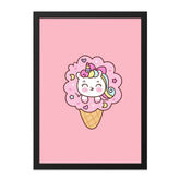 Kawaii Unicorn Wall Art, Ice Cream Cone, Cute Unicorn Print, Pastel Wall Decor, Kids Room Art, Nursery Art, Whimsical Art - Tawshia